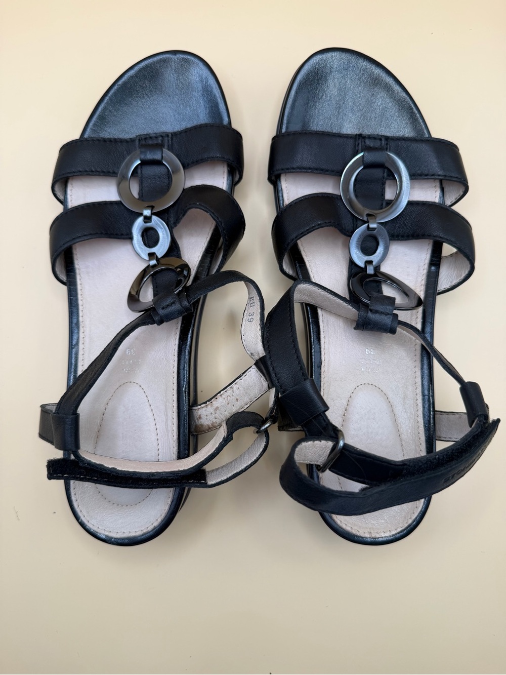 Stonefly Women’s Black Leather Sandals – Size 39